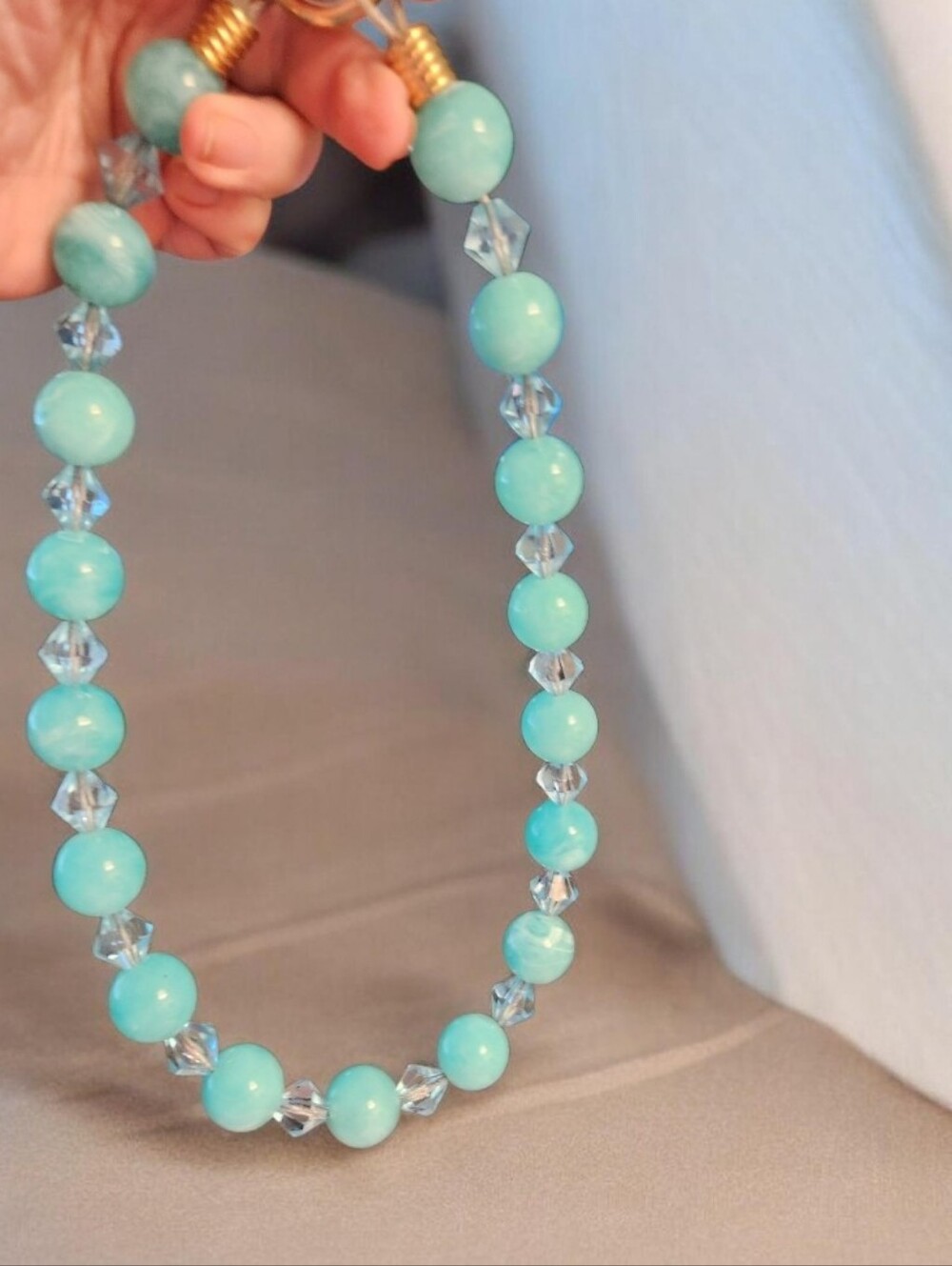 Turquoise Beaded Necklace -Custom Made Jewelry■ Firm N Read Below